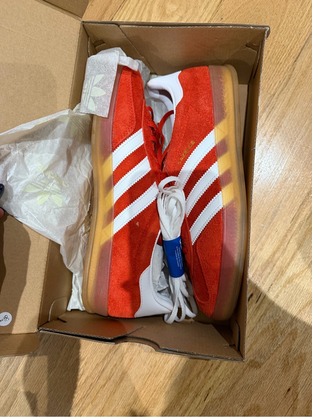 adidas Red/orange ish and White Suede Sneakers with Gum Sole
